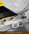 Vertical Table Saw Fence Featherboard Hold Down For Router Tables Quick Adjustment Spiral Grip Clamp in use with lumber.