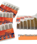 INTOO titanium drill bit set, 72 pcs in clear plastic cases; HSS bits for metal, plastic, wood, sizes 3/64–1/8 in