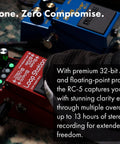 Close-up of RC-5 Loop Station High Resolution 32-Bit AD/DA and 32-Bit Float Processing Looper next to guitar pedal cables.