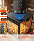 Image of All-In-One Chick Brooder Box With Adjustable Temperature 77 To 95 F, visible timer, and chicks inside, 200W heater in coop.