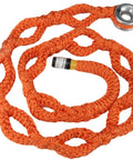 Kickass Adjustable Arborist Rigging Sling With Smooth Aluminum Block Ring Five Eighth Inch By 6 Point 7 Feet 10 Pocket Quick Setup Tree Lowering Gear rated 13600 lbs break strength, orange braided sling.