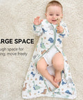 Baby in Cozy Cotton Baby Sleep Sack 6 To 12 Months 0.5 Tog Long Sleeve Wearable Blanket with Mittens, Green Dinosaur Pattern