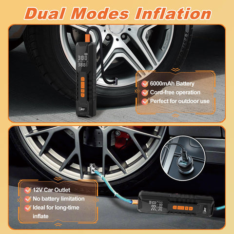 Portable Tire Inflator Cordless Air Pump With Auto Shut Off And 150 PSI Capacity Digital LCD Display Fast Inflation