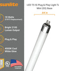 LED T5 Plug And Play Light Tube Three Foot 18 Watt 2100 Lumens Dual End Connection Mini G5 Bi Pin Base Electronic Ballast