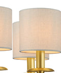 Beige Clip On Chandelier Lamp Shades Set Of 6, Small Drum Linen Fabric, Handmade, for Candle Bulb, 5.2x5.2xH5.2 Cool Neutral Look