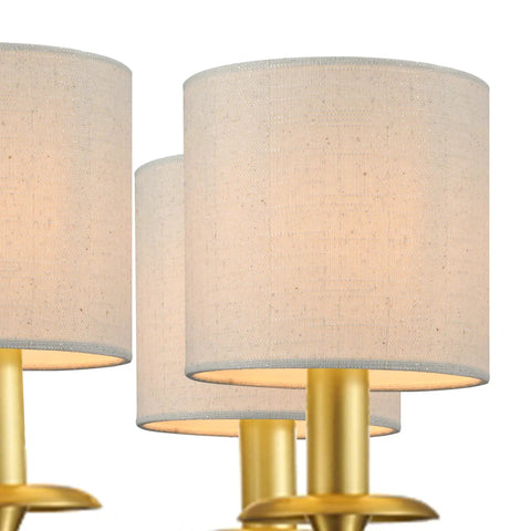 Beige Clip On Chandelier Lamp Shades Set Of 6, Small Drum Linen Fabric, Handmade, for Candle Bulb, 5.2x5.2xH5.2 Cool Neutral Look