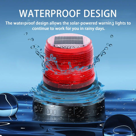 Solar Strobe Warning Light With Magnetic Base Waterproof LED Beacon for construction traffic waterproof in water