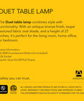 Two Light Table Lamp With Dual Pull Chains, Antique Bronze Finish And Taupe Fabric Shade, 27 Inch Tall, Product Information