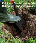 Heavy Duty Spade Shovel With Wooden D Handle for Digging and Edging Square Flat Garden Shovel 45 Inch in action on grass