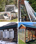 Straight Up Heavy Duty Clear Vinyl Tarp 3X6 Ft Transparent Waterproof Sheet With Reinforced Metal Grommets covering outdoor chicken coop.