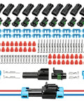 Linkstyle 10 Sets of Heavy Duty Weather Pack Connectors For 14 To 12 AWG Wires Featuring Waterproof Housings Male And Female Plugs With Copper Terminals Perfect For Automotive Repairs And Quick Wire Splice Jobs That Stick Without Fail. 10-set waterproof connector kit with housings, seals, and copper terminals for 14-12 AWG wires