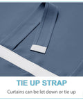 Close-up of tie strap on Room Darkening French Door Curtain Panel For Privacy And Heat Control, Stone Blue, 26x80, One Panel