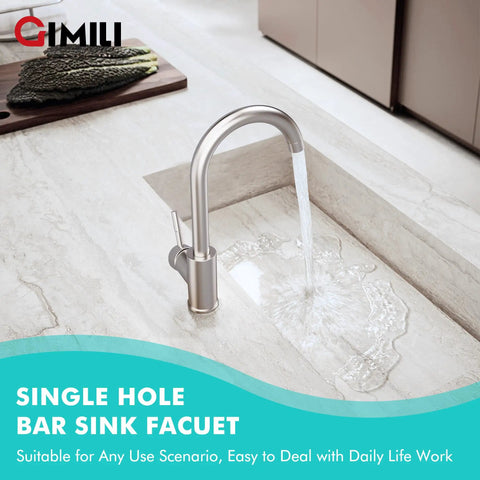 Bar Sink Faucet Single Hole Brushed Nickel Modern Wet Look For Small Kitchen Farmhouse RV Camper Outdoor Utility Bathroom