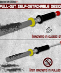 Heavy Duty Magnetic Pickup Tool With 8000 Gauss Neodymium Magnet release handle illustration showing closed and open states.