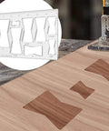 Eight In One Router Template Kit For Woodworking With Bowtie And Butterfly Inlay Jigs, displayed with bow tie inlays on wood surface.