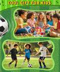 Kids playing with Mini Soccer Goal Set With Three Balls And Pump For Kids, Portable Backyard And Indoor Outdoor Soccer Training Gear