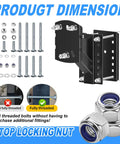 Heavy Duty Trailer Spare Tire Mount Bracket Carrier for Boat and RV, dimensions with bolts and locking nut.