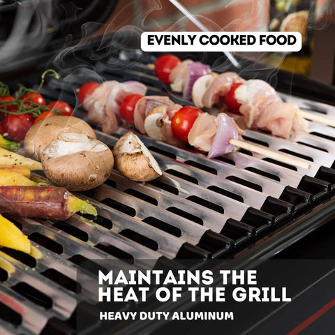 Disposable Aluminum Grill Liners And Grill Toppers For Easy Cleanup And Grate Protection, Heavy Duty Tear And Heat Resistant BBQ Sheets in action