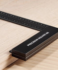 12 Inch Aluminum Woodworking Square For Framing And Layout Pro Carpenter Tool Beefy Precision Machinist Ruler resting on wood surface