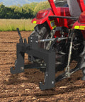 3 Point Quick Hitch For Category 1 Tractors With 3000 Lbs Lift Capacity attached to red tractor on field