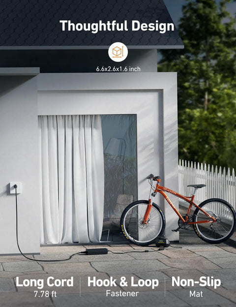 Super Durable AC To DC Converter 120 Watt 10 Amp Step Down Adapter For Car Gadgets And Wall Plugs With Extra Long Cable Plug In Your Sweet Setup Now Beefed Up Circuitry With Smart Breaker Guard Ready To Roll on patio near bike.