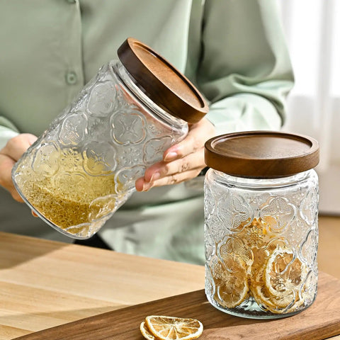 32oz Vintage Glass Jars With Lids Keep It Fresh Airtight Storage Containers for Sugar Coffee Tea