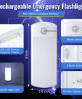 Image of Three Pack LED Power Failure Lights 4 In 1 Rechargeable Plug In Flashlights With Motion Sensor Emergency Lights showing features