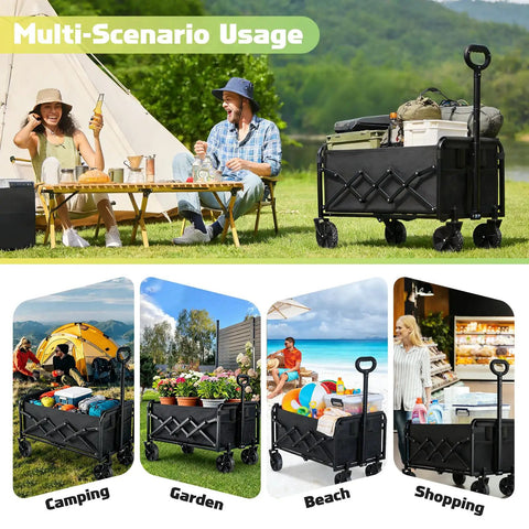 Heavy Duty Collapsible Wagon Cart For All Terrain Use With 100Kg Load Capacity Portable Folding Utility Wagon in outdoor settings