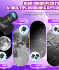Image showing eyepieces with magnification options 20x, 50x, 60x, and 150x for 80mm Aperture Portable Astronomy Telescope For Kids And Grownups With 500mm Focal Length Beginner Friendly High Power Starter Scope Travel Ready With Tripod Adapter Backpack Stickers.
