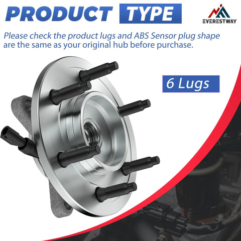Front Wheel Bearing Hub Assembly For Ford F-150 2005-2008 FX4 And Lincoln Mark Series 2006-2008 ABS 6-Lug displayed at angle
