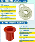 Washer Basket Driven Hub Kit And 52719 Washing Machine Basket Bushing Replacement Set For Whirlpool Maytag Kenmore VMW Replaces AP5665171 PS6012095 W10528947VP W10396887 W10528947, white hub and red bushing