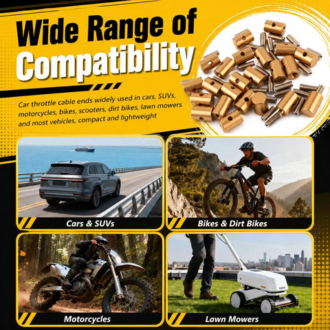 Compatibility of 24Pcs Solderless 6mm Throttle Cable Ends With Nipple Screws Heavy Duty Throttle Cable Repair Kit