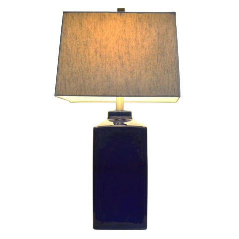 Kennedy Ceramic Table Lamp Blue With Rectangular Linen Shade 3 Way Light For That Cozy Living Room Vibe Modern Rustic Accent Durable Ceramic Base