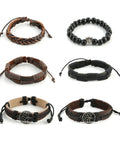 Genuine Leather Tree Of Life Bracelet For Men And Women Featuring A Dope Growth Symbol That Rocks With Any Fit Made Into A Hella Legit Gift For Birthdays Or Anniversary Dates: assorted handmade leather bracelets.