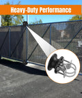 Heavy Duty Nylon Sliding Gate Rollers Pack Of Four With Slick Rolling Wheels For Zero Friction And Whisper Quiet Gate Operation Tough As Nails Hardware Parts Set on a metal gate.