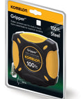 Gripper Closed Case 100-Foot Long Steel Tape Measure with Nylon Coated Blade in Rubber Jacketed Case, Packaging View
