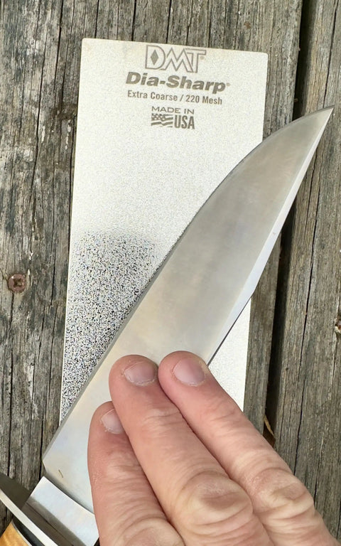 Using D8X Diamond Bench Stone Extra Coarse 220 Grit For Knives And Tools Sharpens Dull Edges Fast Flat 8-Inch Made In USA Knife Sharpener