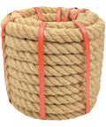 Thick Natural Hemp Rope 1.2 Inch By 50 Feet Twisted Manila Style Heavy Duty Utility Cord wrapped in red straps
