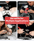 Soldering Station Kit With Helping Hands, 4 Adjustable Arms, Magnifying Glass, And Third Hand Tool used for electronics repair.