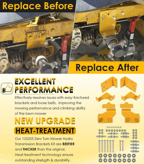 Beefed Up Hydro Transmission Brackets Kit For Raptor Zero Turn Mower Replacement Service Thick Brackets Fits 42 To 60 Inch Decks SD SDX Compatible OEM Substitutes 125255 552564 552565 552566 552567