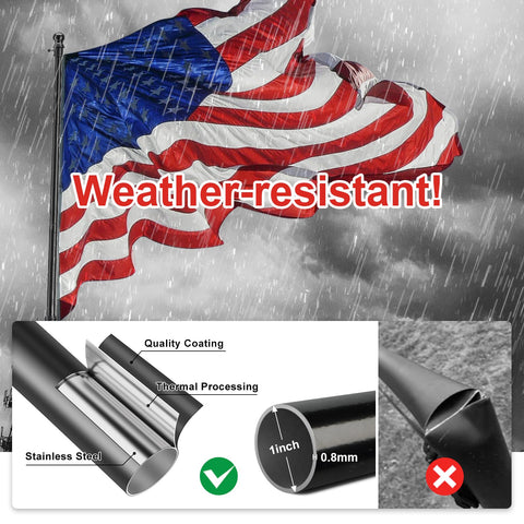 Beefy Heavy Duty Ground Flag Pole Kit 8.5 Feet Tangle Free Inground Flagpole With Windproof Prong Portable Outdoor Flag Pole