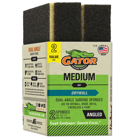 Coarse 80-Grit Sanding Sponge 2.5x5x1 Inch Pack of 2 Flexible Sponges for Contours and Flat Surfaces Rinse and Reuse Drywall Wood Auto Body