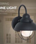 Sebring Outdoor Wall Lantern With Black Finish Transitional One Light Exterior Fixture Seeded Glass Diffuser LED Ready Dope Upgrade