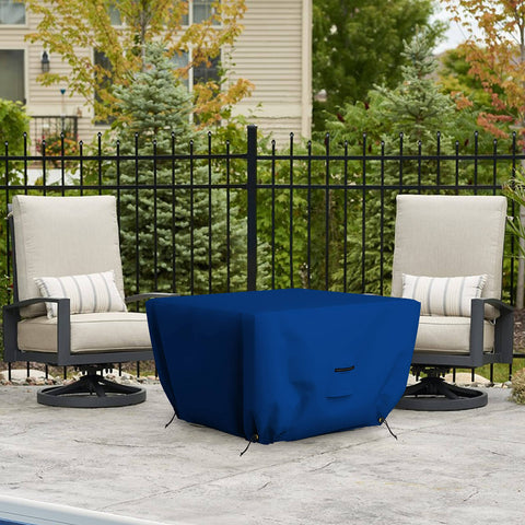Blue Heavy Duty Fire Pit Cover For Outdoor Use 30In L X 30In W X 12In H Waterproof UV And Weather Resistant 18 Oz PVC Coated Polyester