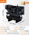 Rugged 13 Horsepower Gas Air Compressor Featuring A Bulletproof 30 Gallon Horizontal Tank with 180 PSI and 18 CFM flow.