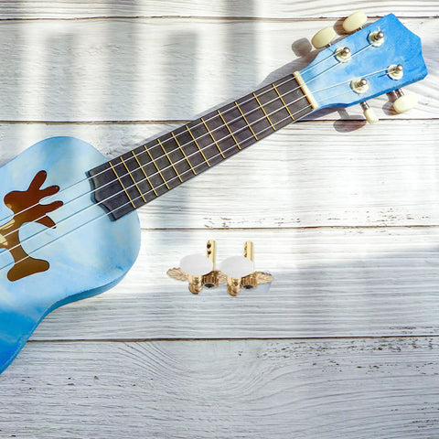 Vintage Carving Ukulele Tuning Pegs And Classical Guitar Machine Heads Replacement Parts, blue ukulele headstock with brass tuners