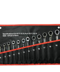 12-piece 72-Tooth Ratchet Spanner Set With Fixed Head Wrenches displayed in red and black tool case