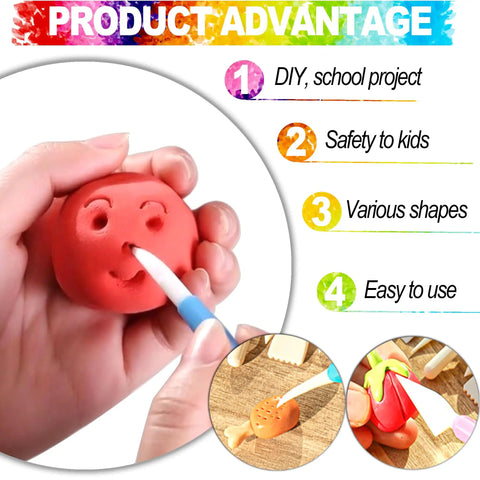 Close-up of a hand using a tool on clay, highlighting easy grip and safety, from Air Dry Clay Tool Set For Kids And Beginners.