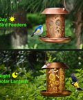 Outdoor Hanging Bird Feeder With Solar Lantern Light Metal Wild Bird Feeder For Gardens And Yard Vibes Waterproof Summer Decor