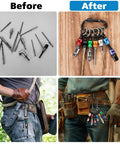Before and after showing One Quarter Inch Bit Holder Keychain Set Of 6 Quick Release Hex Shank Bit Holders for DIY projects